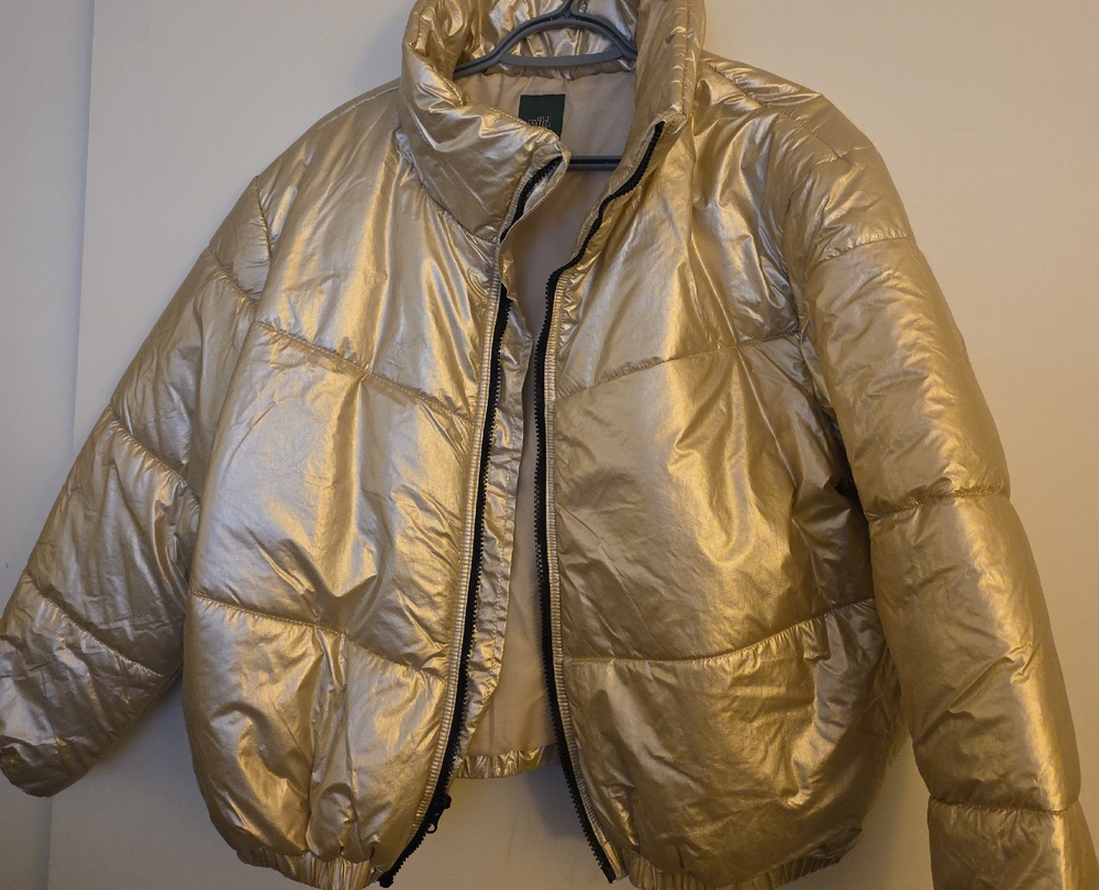 Wild Fable Metallic Gold Puffer Jacket
